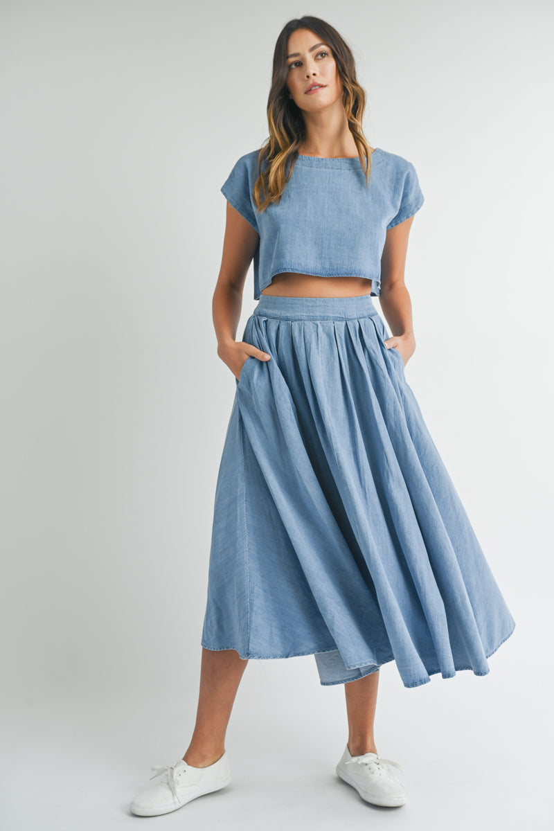 EDA CROP TOP AND MIDI SKIRT SET