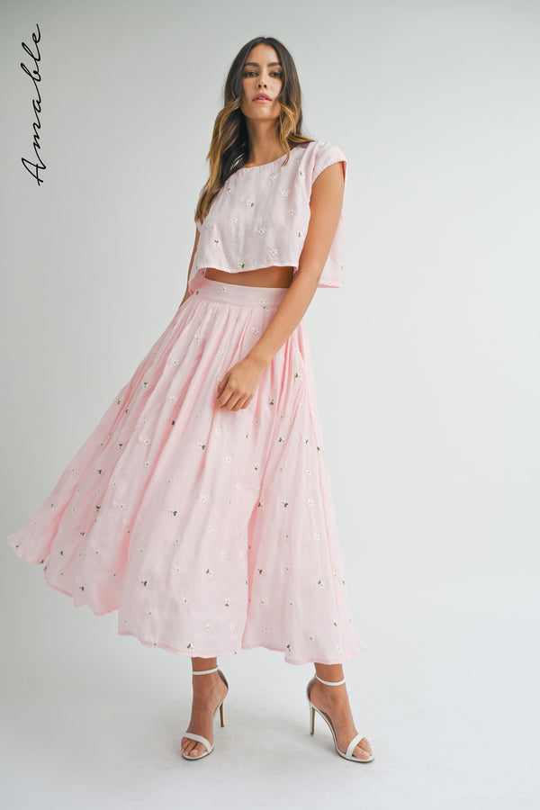 MONIQUE CROP TOP AND MIDI SKIRT SET