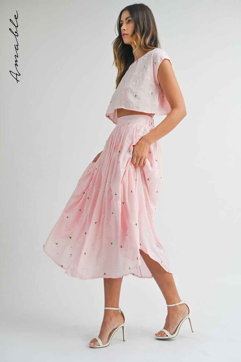 MONIQUE CROP TOP AND MIDI SKIRT SET