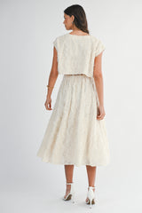 YARETZI APPLIQUE CROP TOP SKIRT SET