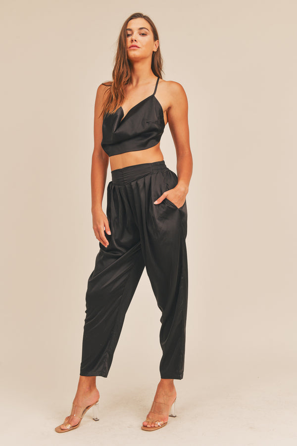 ATHENA SATIN COWL NECK CAMI SET