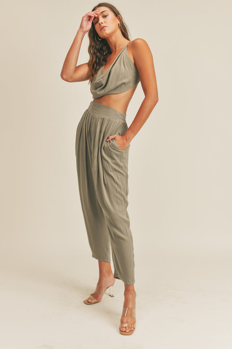 BIRDIE WOVEN COWL NECK CAMI SET