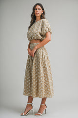 LINNEA EMBROIDERED PUFF CROP TOP AND MIDI SKIRT