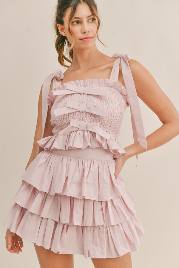 ZAYLEE SMOCKED BOW DETAIL SET