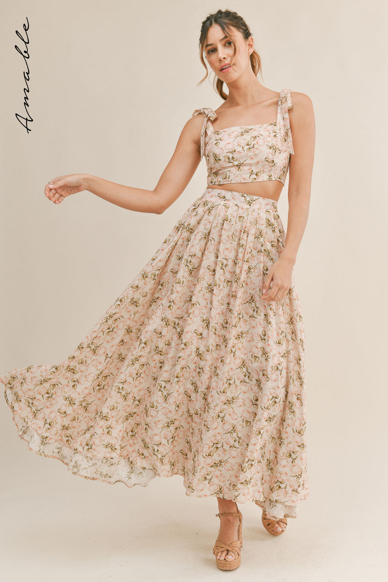 MOA FLORAL TOP AND MAXI SKIRT SET