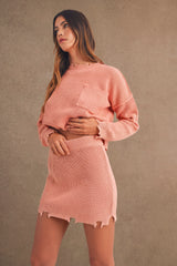 JULIA DISTRESSED EDGE SWEATER SET