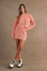 JULIA DISTRESSED EDGE SWEATER SET
