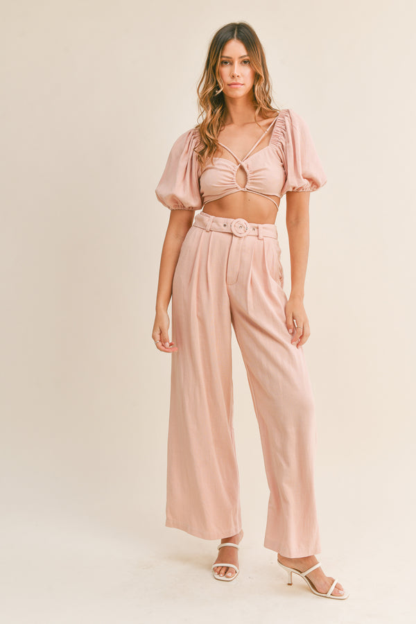 SIERRA CROP TOP AND BELTED PANTS SET