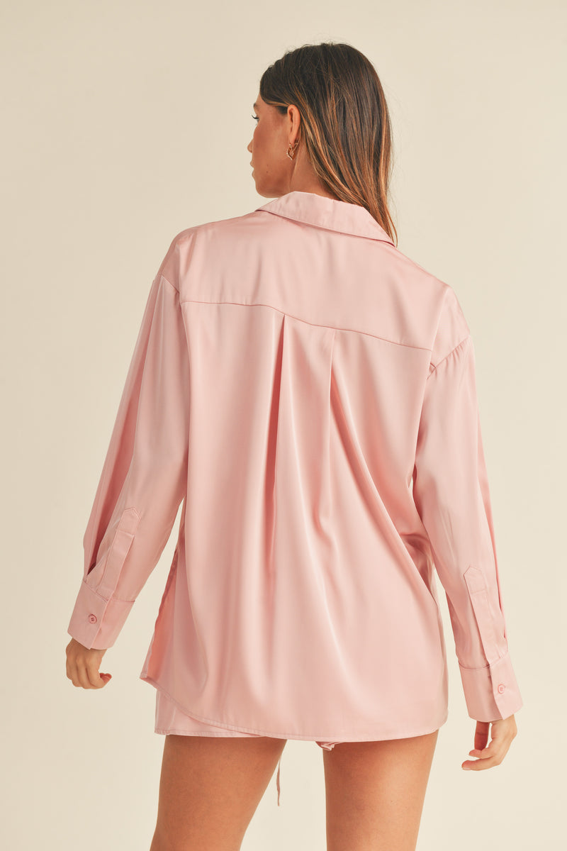 DAISY SATIN OVERSIZE SHIRT AND SHORTS SET