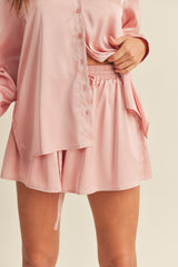 DAISY SATIN OVERSIZE SHIRT AND SHORTS SET