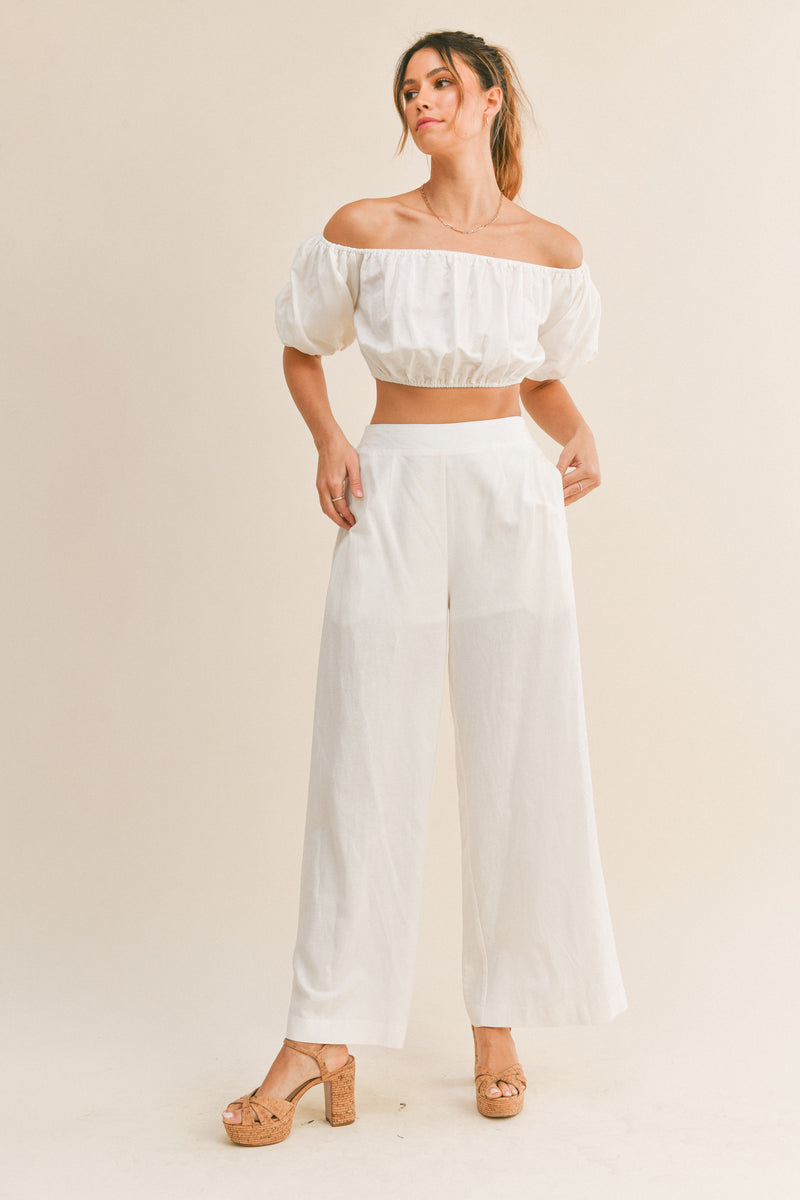 KAIYA PUFF SLEEVE CROP TOP AND PANTS SET