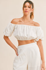 KAIYA PUFF SLEEVE CROP TOP AND PANTS SET