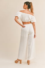 KAIYA PUFF SLEEVE CROP TOP AND PANTS SET