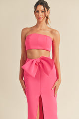 MATILDA SCUBA TUBE TOP AND RIBBON MIDI SKIRT SET