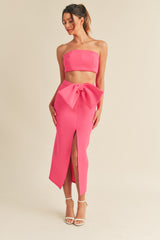 MATILDA SCUBA TUBE TOP AND RIBBON MIDI SKIRT SET