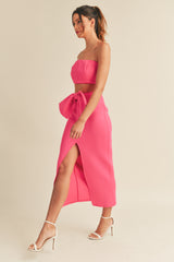 MATILDA SCUBA TUBE TOP AND RIBBON MIDI SKIRT SET