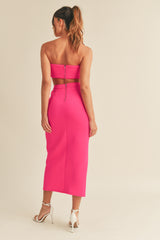 MATILDA SCUBA TUBE TOP AND RIBBON MIDI SKIRT SET
