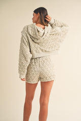 KAROLINA QUILTED HOODIE TOP AND SHORTS SET