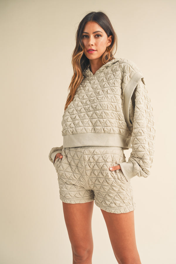 KAROLINA QUILTED HOODIE TOP AND SHORTS SET