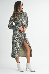 LINA LEOPARD SHIRT AND MIDI SKIRT SET