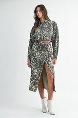 LINA LEOPARD SHIRT AND MIDI SKIRT SET