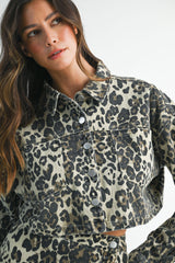 LINA LEOPARD SHIRT AND MIDI SKIRT SET
