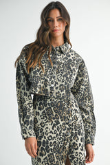 LINA LEOPARD SHIRT AND MIDI SKIRT SET