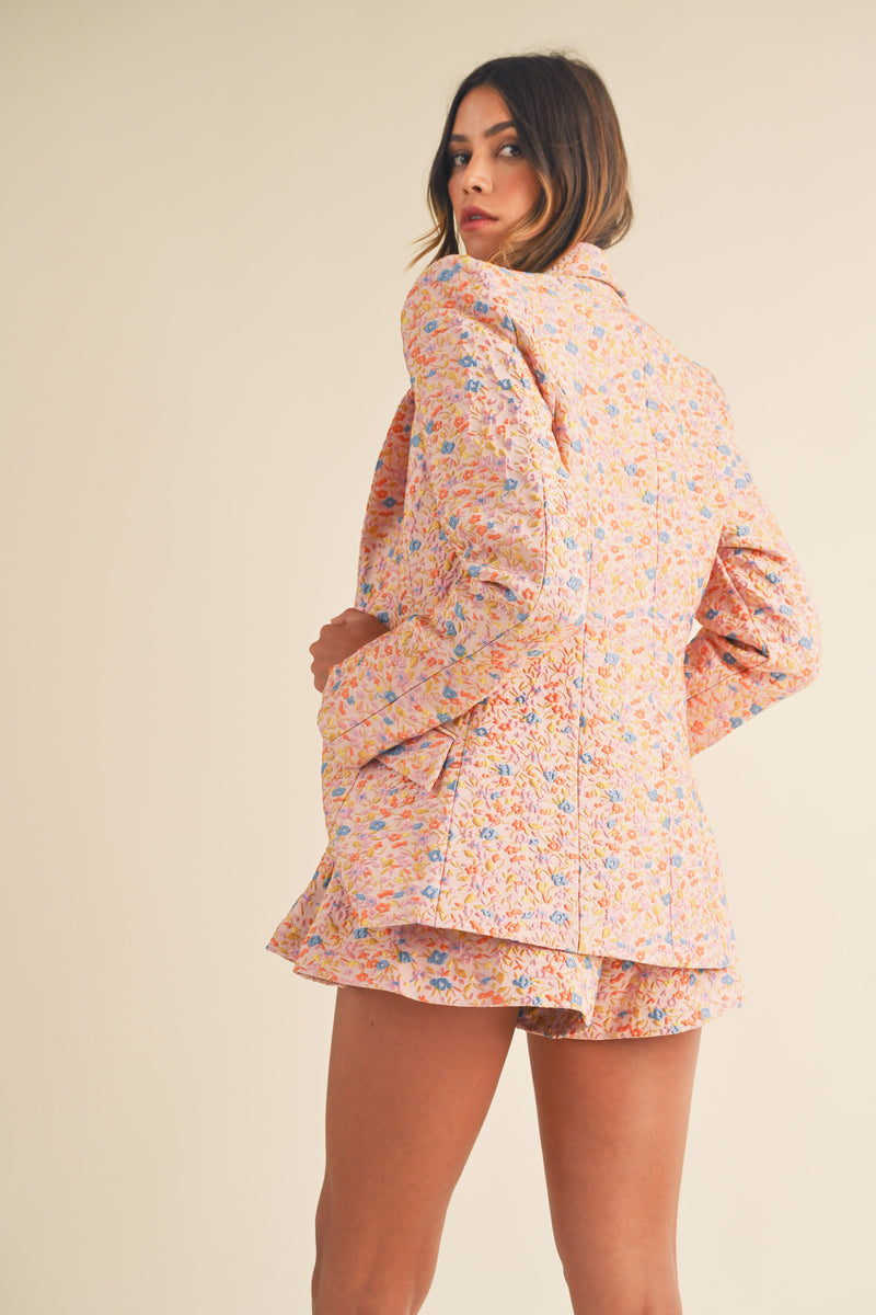 RONDA FLORAL JACQUARD JACKET AND SHORTS SET