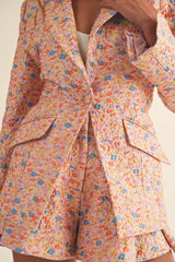 RONDA FLORAL JACQUARD JACKET AND SHORTS SET