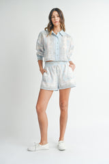 URSULA SCARF PRINTED SHIRT AND SHORTS SET