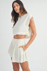 LAUREL CROP TOP AND PLEATED SHORTS SET