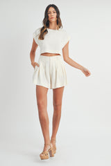 LAUREL CROP TOP AND PLEATED SHORTS SET