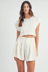 LAUREL CROP TOP AND PLEATED SHORTS SET