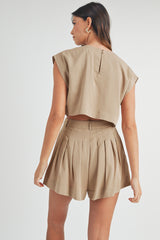 LAUREL CROP TOP AND PLEATED SHORTS SET