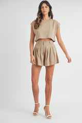 LAUREL CROP TOP AND PLEATED SHORTS SET