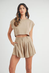LAUREL CROP TOP AND PLEATED SHORTS SET