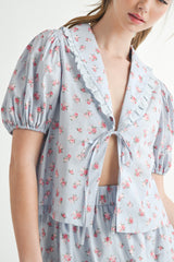 JONQUIL FLORAL BLOUSE AND MINI SKIRT SET