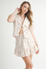 JONQUIL FLORAL BLOUSE AND MINI SKIRT SET
