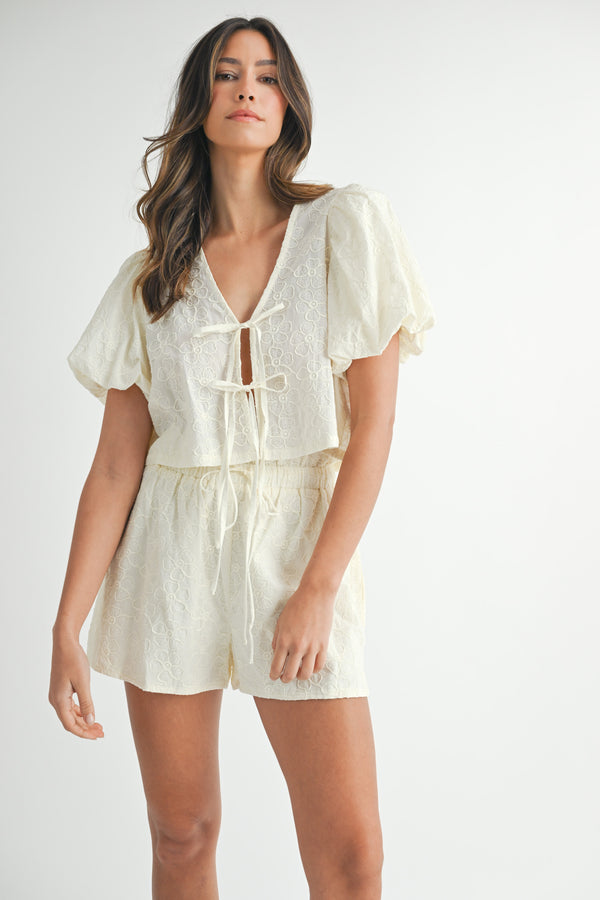 HESTIA SHORT SLVS BLOUSE SHORTS SET