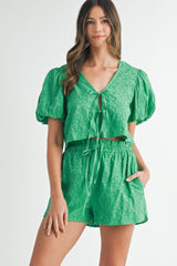 HESTIA SHORT SLVS BLOUSE SHORTS SET