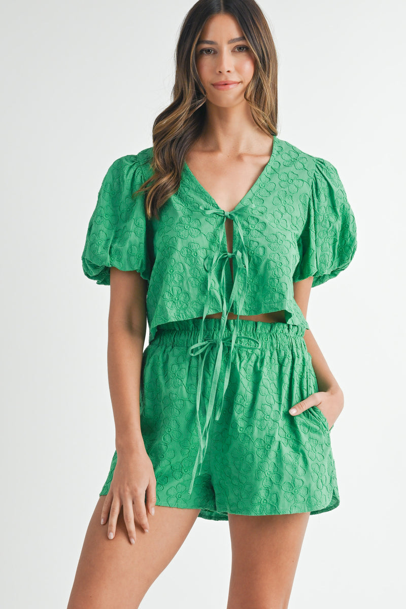 HESTIA SHORT SLVS BLOUSE SHORTS SET