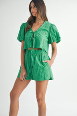 HESTIA SHORT SLVS BLOUSE SHORTS SET
