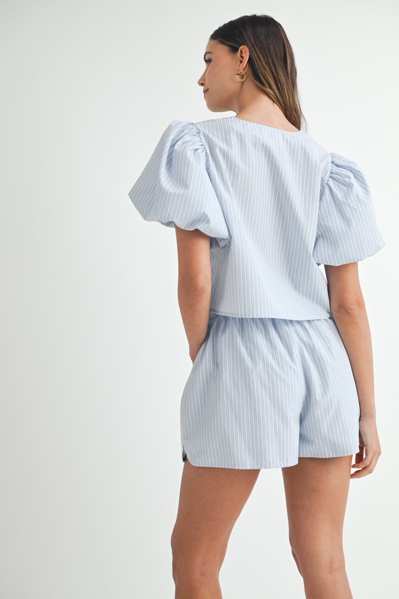 TAMARIN BOW TIED  BLOUSE AND SHORTS SET