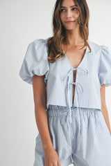 TAMARIN BOW TIED  BLOUSE AND SHORTS SET