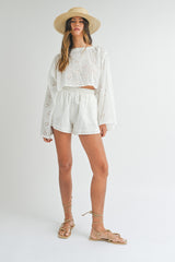 GRACE DOLMAN SLEEVE CROP TOP AND SHORTS SET