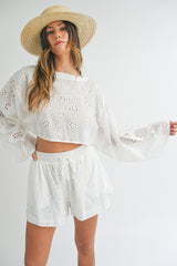 GRACE DOLMAN SLEEVE CROP TOP AND SHORTS SET