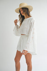 GRACE DOLMAN SLEEVE CROP TOP AND SHORTS SET