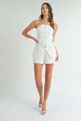 JOSIE STRAPLESS VEST AND SHORTS SET