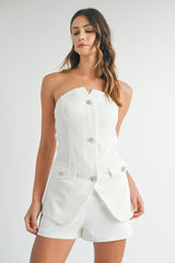 JOSIE STRAPLESS VEST AND SHORTS SET
