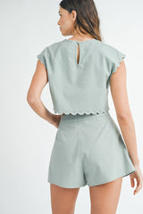 SHANNA EMBROIDERY CROP TOP AND SHORTS SET